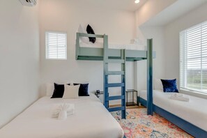 4 bedrooms, desk, iron/ironing board, travel crib