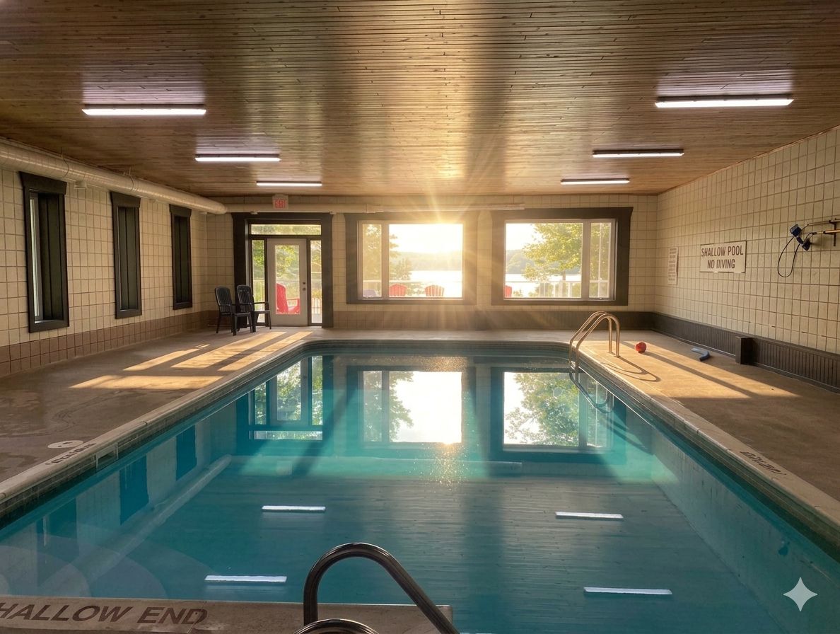 Una piscina techada, una piscina climatizada
