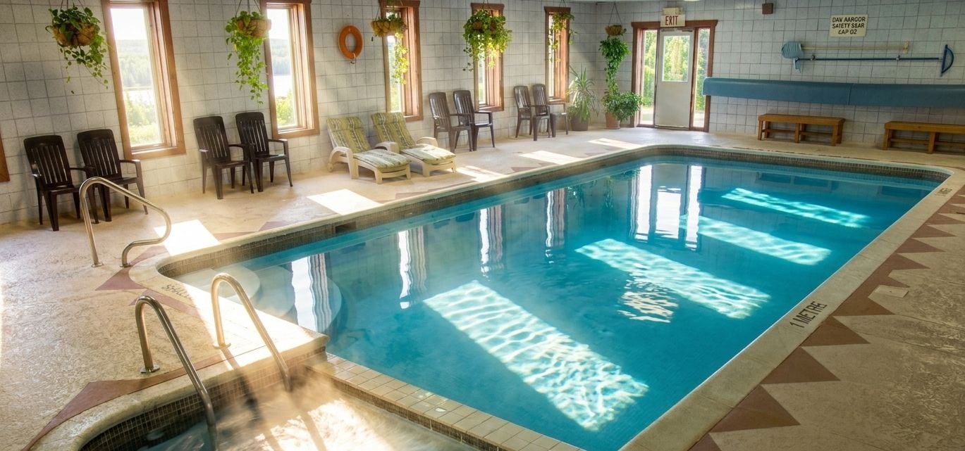 Una piscina techada, una piscina climatizada
