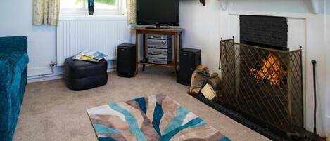 Una Smart TV, una chimenea