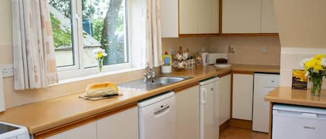Fridge, microwave, dishwasher, toaster