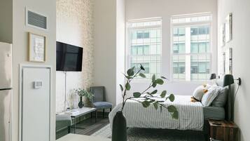 Desk, iron/ironing board, travel crib, free WiFi