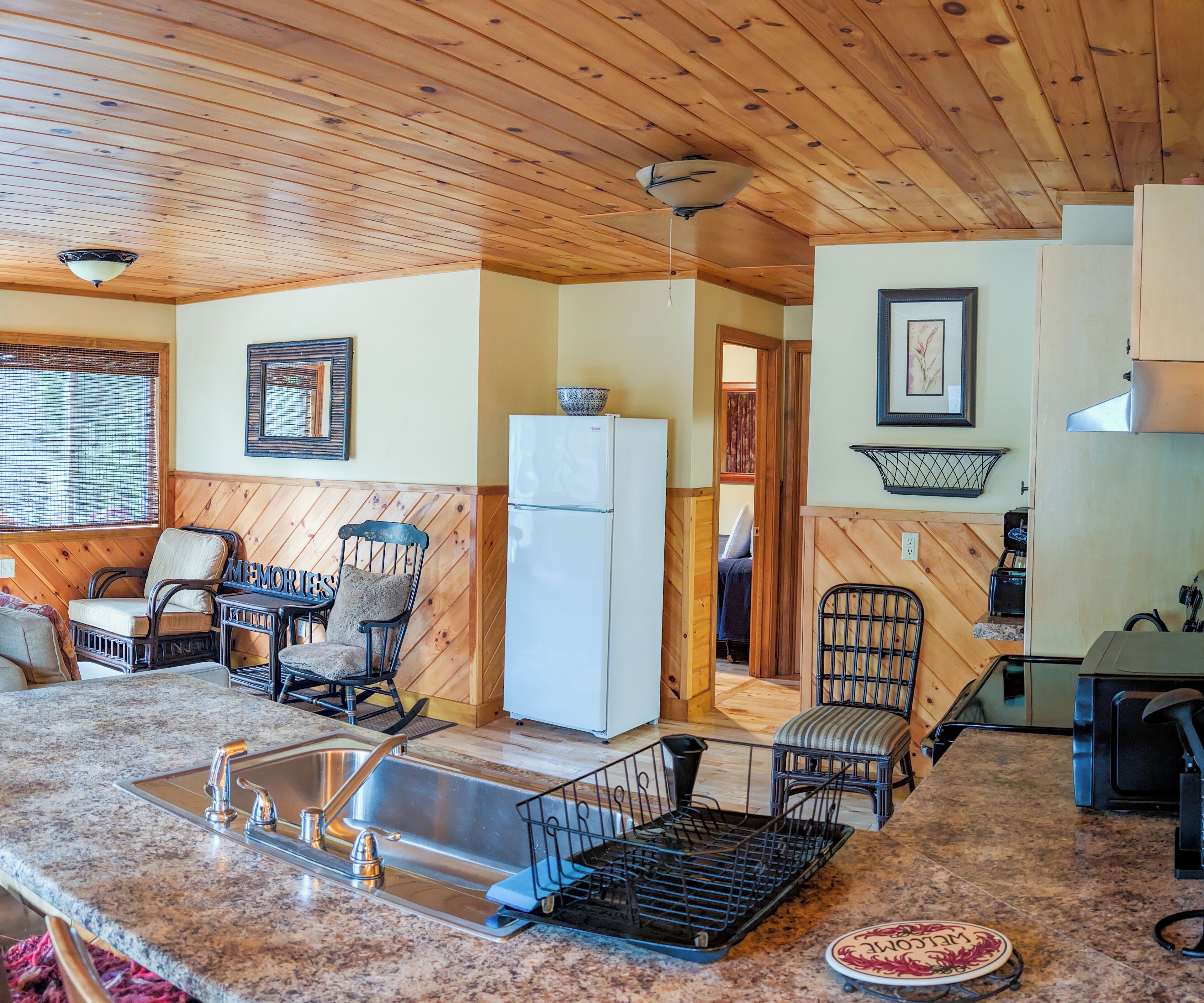 Family 2 Bedroom Cabin with Living Room, Kitchen, and Deck (Pets Not Allowed) | Private kitchen | Coffee/tea maker, mini-fridge, microwave, toaster
