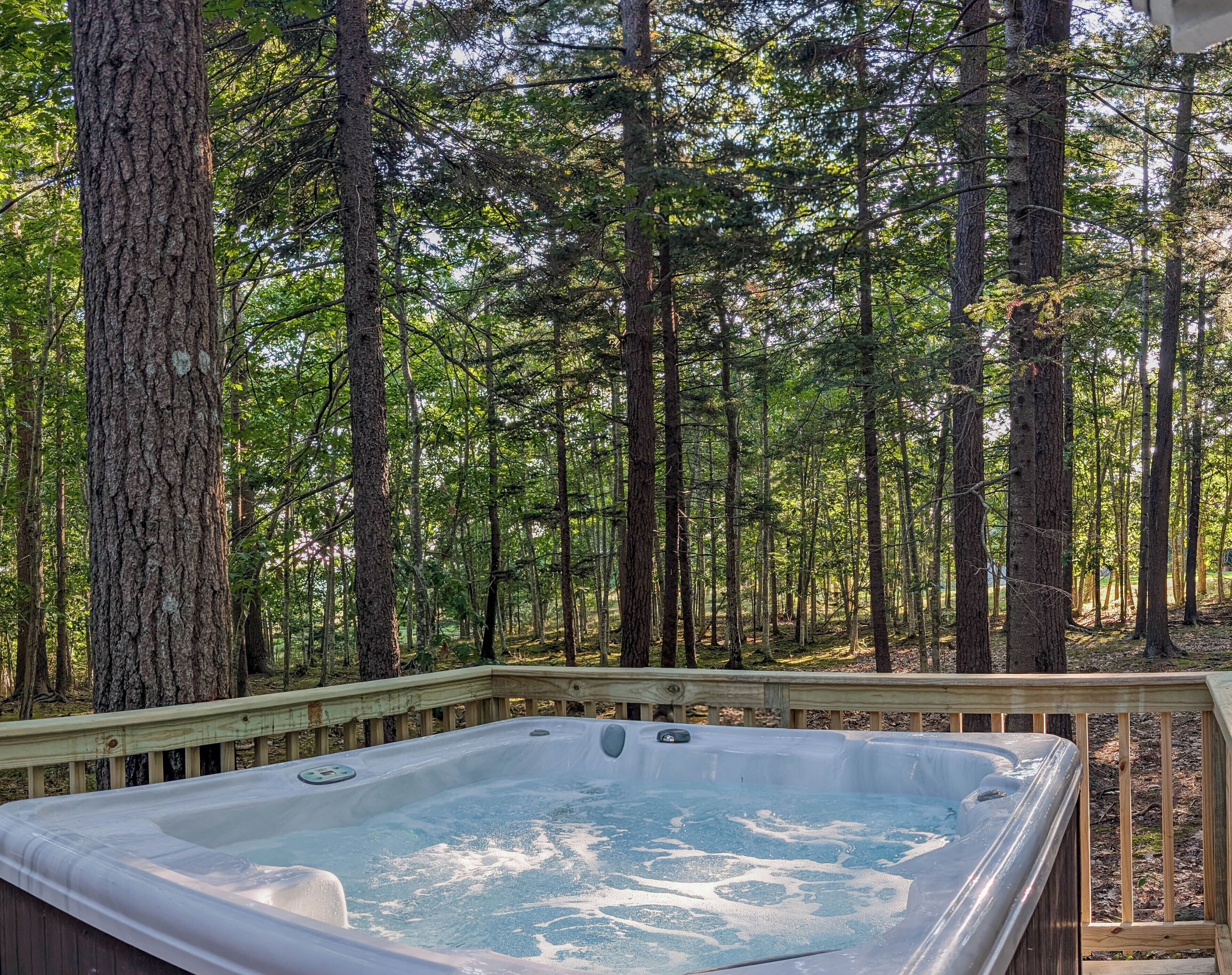 Cabaña de lujo, 1 cama Queen size y sofá cama, hidromasaje | Terraza o patio