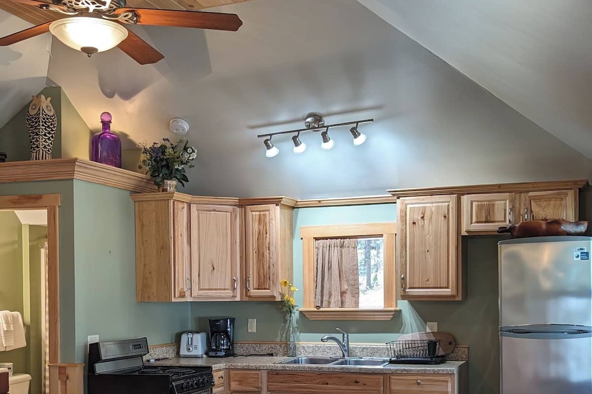One Bedroom Cabin with Living Room, Kitchenette & Deck (Pet Friendly) | Private kitchen | Mini-fridge, microwave, coffee/tea maker, toaster