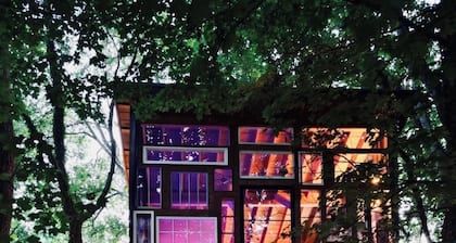 Wall of Windows Treehouse #Book2NightsGet3rdOnUs #Love #Escape#Love#Getaway