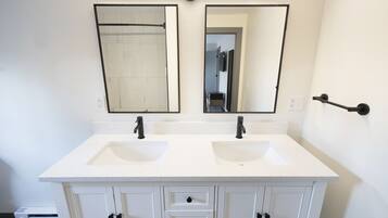 Eco-friendly toiletries, hair dryer, towels