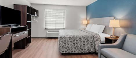 Desk, free WiFi, bed sheets