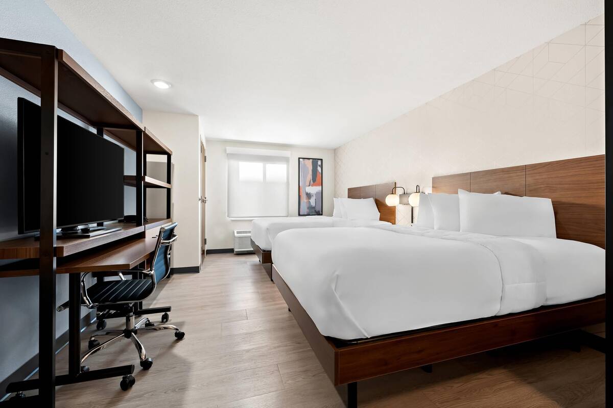 Basic Suite, 2 Queen Beds, Non Smoking | Desk, free WiFi, bed sheets