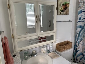 Douche, serviettes fournies, savon, papier toilette