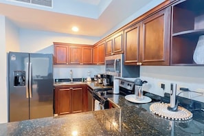 Fridge, microwave, oven, dishwasher
