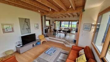 Televisión y chimenea