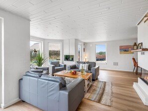 TV, fireplace, table football