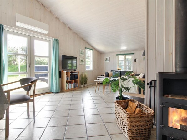 Fernseher, Kamin, DVD-Player