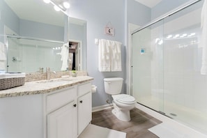 Condo, Multiple Beds, Balcony, Garden View (Playful Paradise At Windsor Hills) | Bathroom | Hair dryer, towels