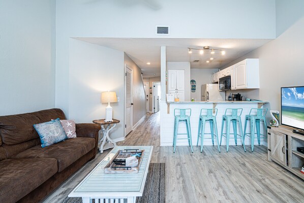 Condo, Multiple Beds, Balcony (Pina Colada Paradise) | Living area | 42-inch flat-screen TV with digital channels - Condo Sleeps 5 w/ Resort Style Amenities! (Panama City Beach)