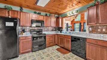 Cabin, Multiple Beds, Hot Tub, Mountain View (Bearway To Heaven II) | Private kitchen | Fridge, microwave, oven, stovetop