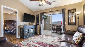 Condo, Multiple Beds, Pool Access | Living area | 40-inch flat-screen TV with digital channels, fireplace