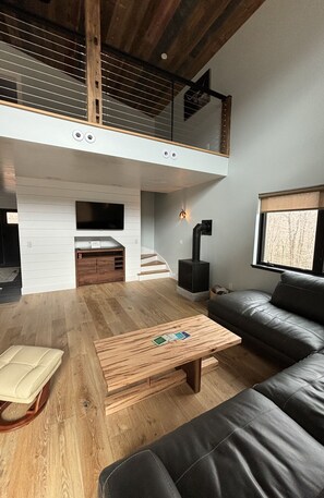 TV, fireplace, video games, table football