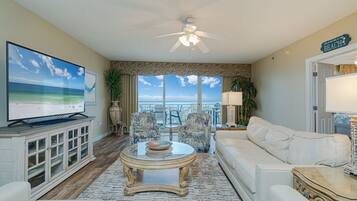 Condo, Multiple Beds, Pool Access, Ocean View | Living area | TV