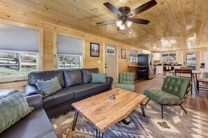 Cabin, Multiple Beds, Hot Tub, Mountain View (Green Creek Cabin) | Living area | 42-inch flat-screen TV with digital channels, fireplace - Nature Filled Escape in the Smokys! (Pigeon Forge)
