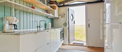 Fridge, oven, dishwasher, highchair