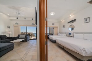 2 chambres, coffre-fort, fer et planche à repasser