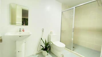 Shower, bidet, toilet paper