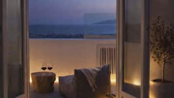 Junior Suite, Hot Tub, Sea View | Premium bedding, in-room safe, soundproofing, iron/ironing board