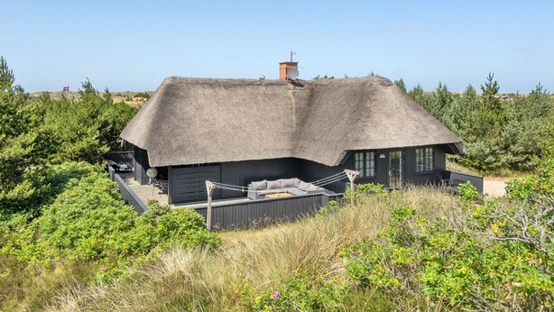 A house with a thatched roof, surrounded by dense greenery. - "Sine" - 500m from the sea by Interhome (Blåvand)
