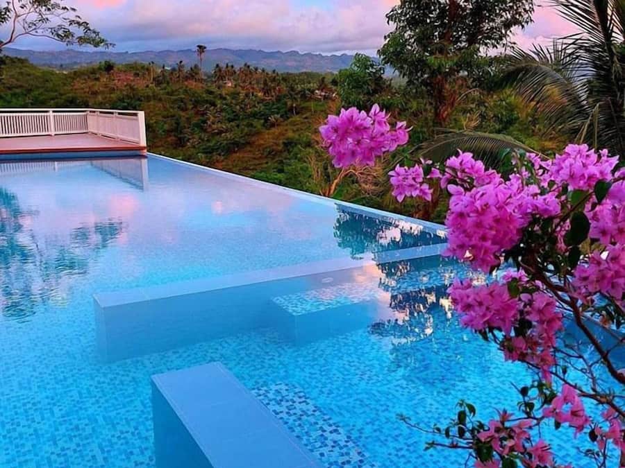 Outdoor pool, pool umbrellas, pool loungers