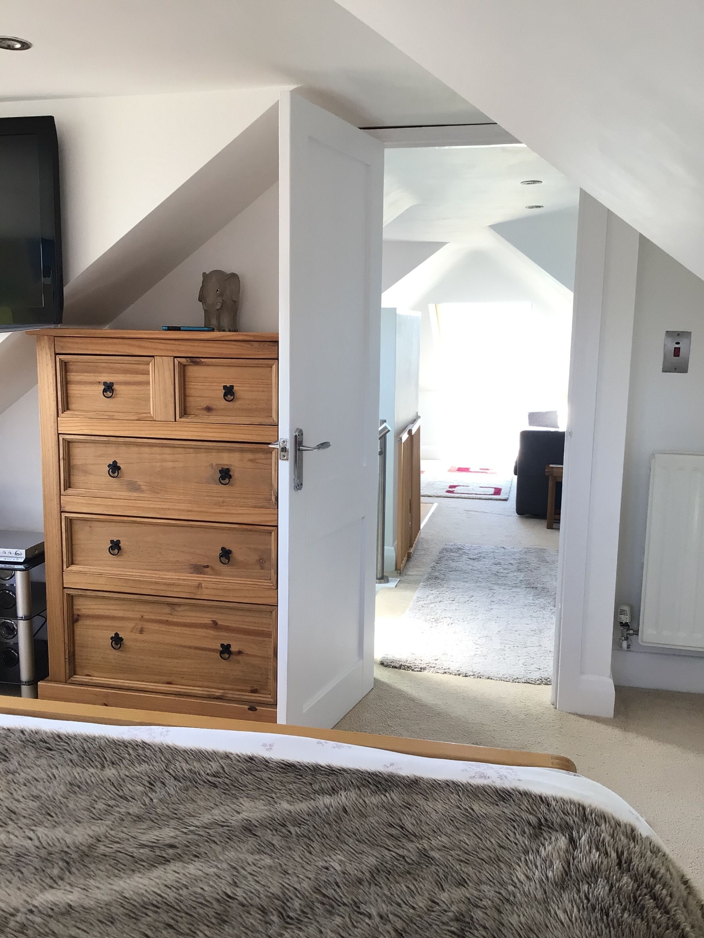 1 bedroom, desk, iron/ironing board, travel crib