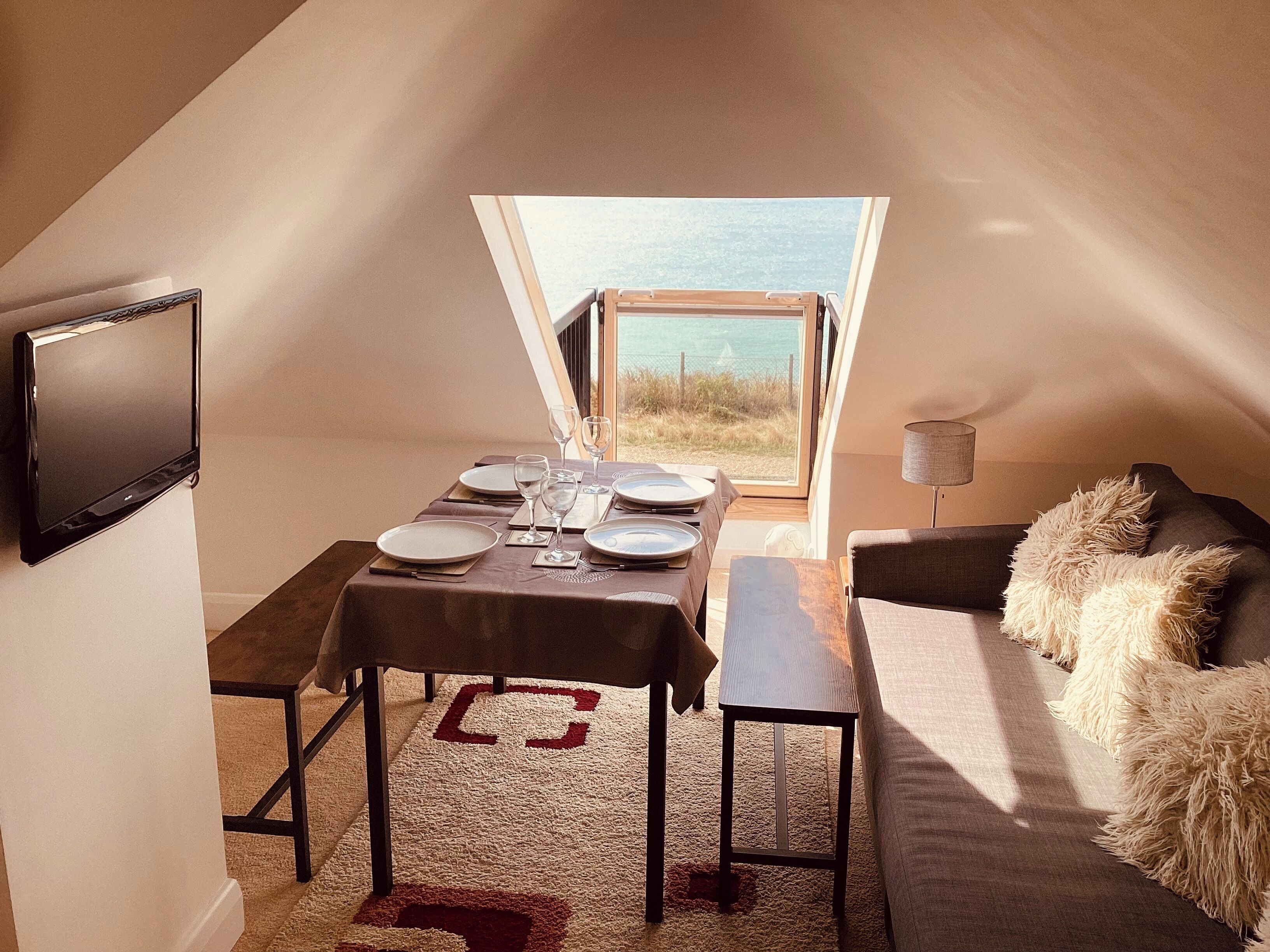 TV, DVD player, books