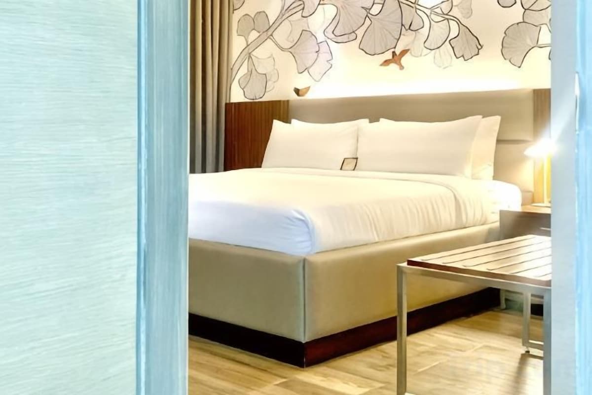 In-room safe, desk, laptop workspace, blackout curtains