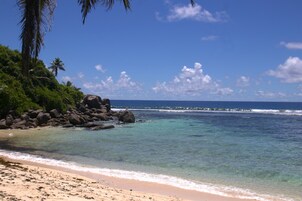 On the beach, white sand