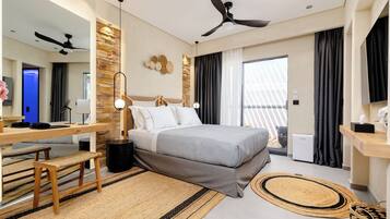 Exclusief appartement, privézwembad | Luxe beddengoed, bedden met traagschuimmatrassen, een kluis op de kamer