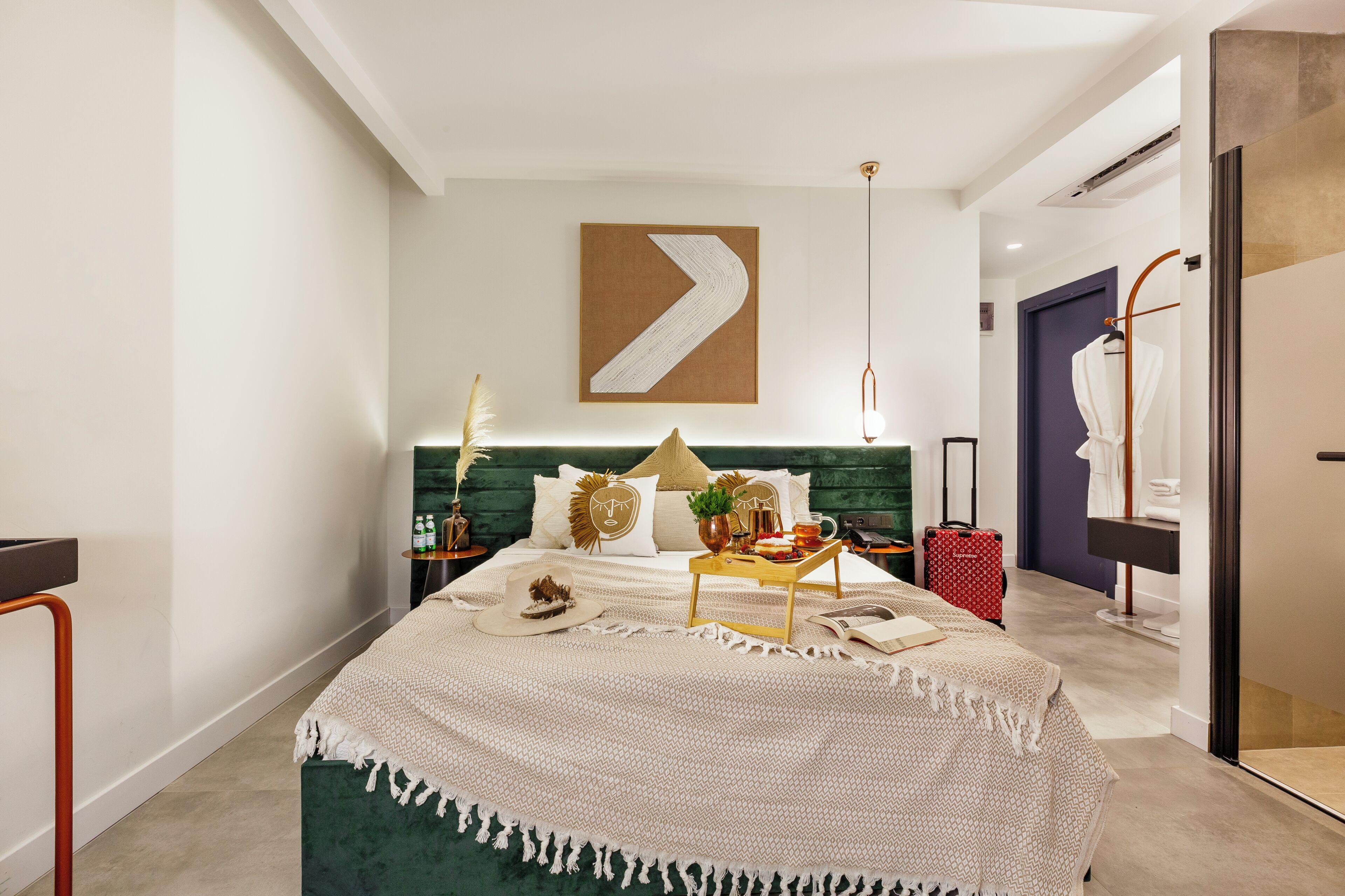 Superior Double Room, Terrace | Bathroom | Shower, rainfall showerhead, designer toiletries, hair dryer
