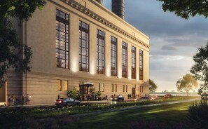 A large, classical building with multiple windows and a central entrance. - Riversuites at The Battery (Philadelphia)