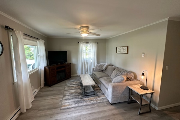 Living room with plush sofa to sink into!