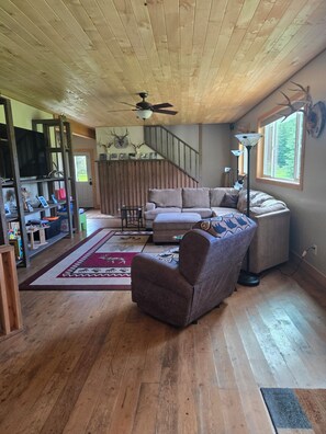 Smart-TV, Kamin, DVD-Player, Bücher