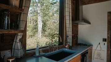 Fridge, microwave, dishwasher, coffee/tea maker