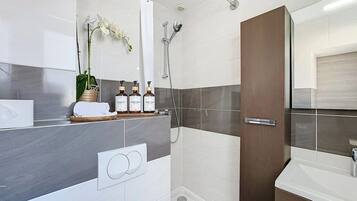 Ducha, secador de pelo y toallas