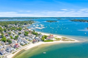 On the beach, sun loungers - BELLE of the BEACH: 30 ft to gorgeous PRIVATE BEACHFRONT home SLEEPS up to 13 (Wareham)