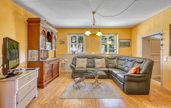 Televisión, chimenea y estéreo 