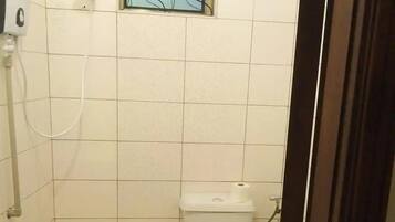 Shower, towels, soap, shampoo