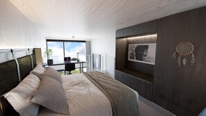 Seprai premium, bantalan ekstra lembut, minibar, dan brankas