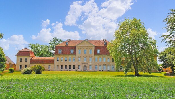 A large, historic building with a symmetrical facade, multiple windows, and a central entrance. - Stunning home in Kummerow with sauna (Kummerow)