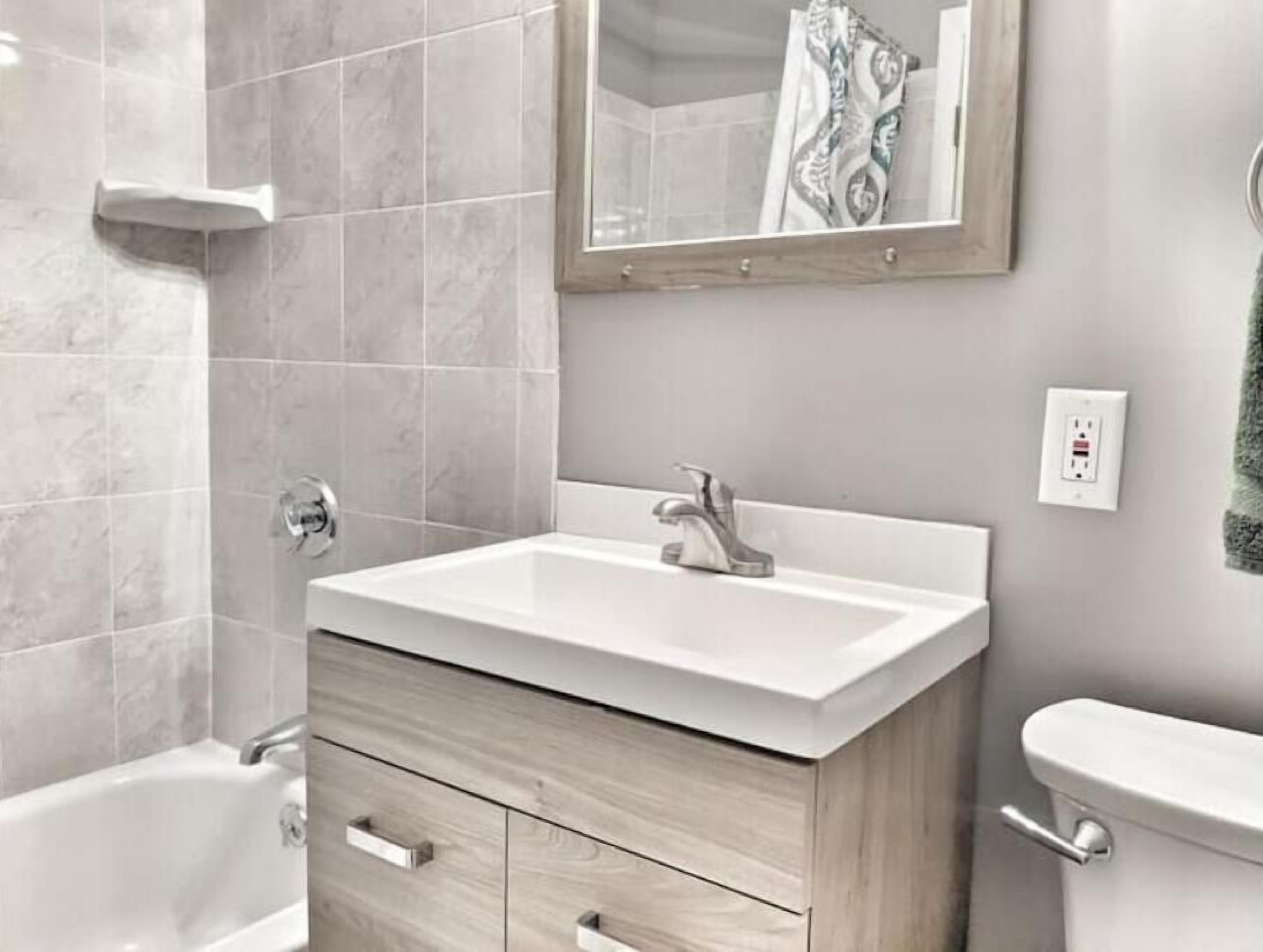 Hair dryer, towels, toilet paper
