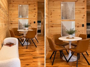 Dining - 1 Bdr Cabin duplex unit on Apple River. Kayaks, SUPs & Sauna. Pet friendly! (Amery)