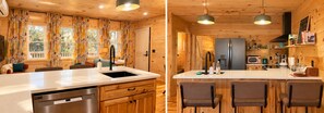 Private kitchen - 1 Bdr Cabin duplex unit on Apple River. Kayaks, SUPs & Sauna. Pet friendly! (Amery)